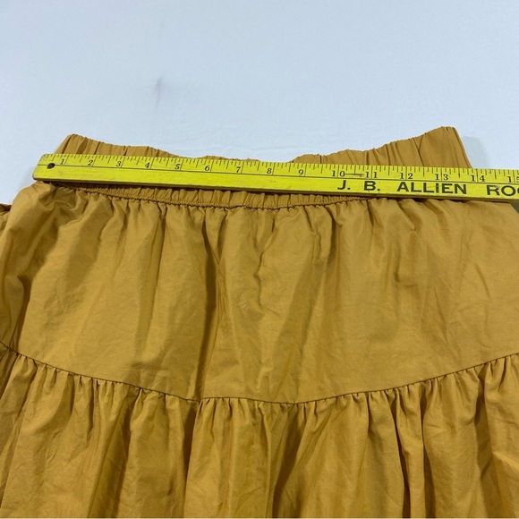 Who what wear Tier Skirt Mustard Women’s Small Midi skirt Elastic waist pockets - Picture 6 of 7